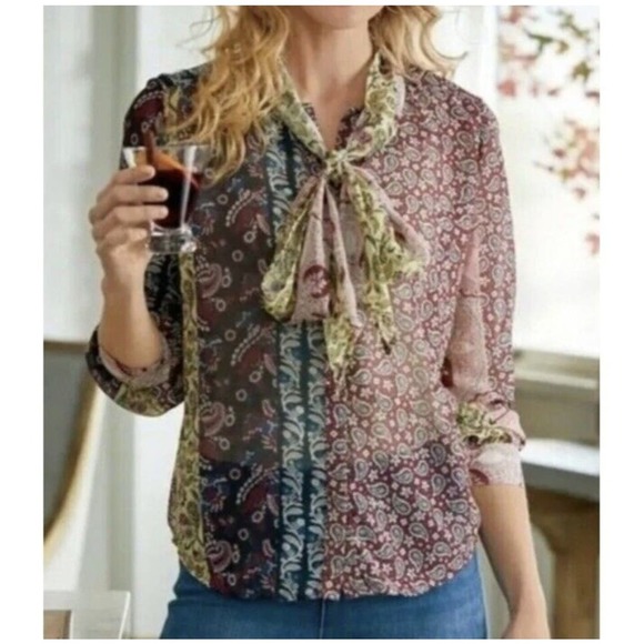 Soft Surroundings Tops - Soft Surroundings Paisley Langdon Button Front Long Sleeve Top Size XL